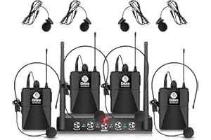 D DEBRA Debra Audio Pro UHF - Sistema di microfono wireless a 4 canali, con microfono lavalier, ricevitore in metallo, ideale per karaoke, feste di karaoke (4 Bodypack (B))