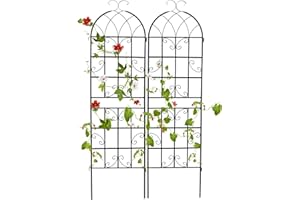 GOPLUS Rankgitter Metall 2er/4er Set, Sichtschutz Garten 180/220 cm hoch, Rosenspalier, Rosengitter, Pflanzengitter, Ranknetz, Rankgitter Balkon, Rankhilfe (180 x 50 cm,Schwarz-2 Stücke)