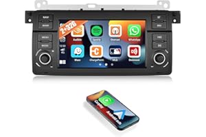 CAMECHO [2+32G] Android 12 Carplay Autoraido para BMW E46 (1999-2005), Radio Doble DIN con Pantalla de 7 Pulgadas, Inalámbrico, Android, Coche, Bluetooth, Kit Manos Libres, HiFi WiFi Radio FM/RDS