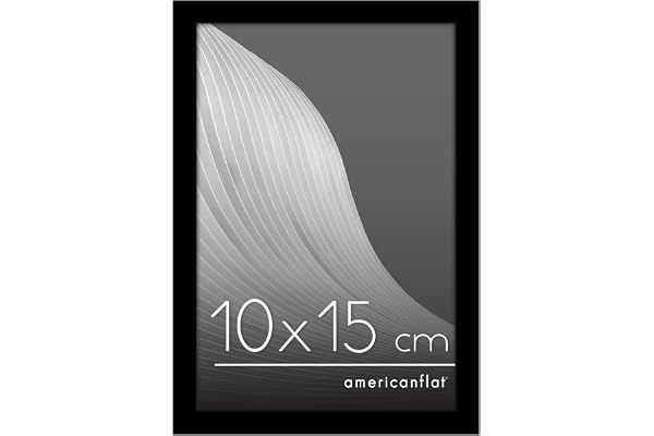 Americanflat 10x15 cm bildram med splitterbeständigt glas – Streamline Collection – Tunn kant för bord och väggdisplay – Upphängningsbeslag och stativ ingår –