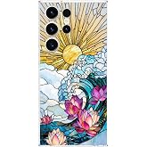 PrintiFy Samsung Galaxy S23 Ultra ile Uyumlu Vitray Okyanus Sabahı Tasarımlı Şeffaf Silikon Kılıf