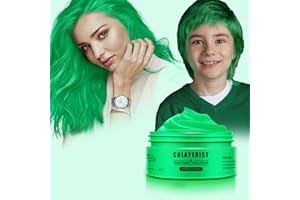 COLAYERIST Verde Gel Colorato per Capelli Uomo e Donna Lavabile, Colore Temporaneo Capelli per Bambini, Colore Verde Capelli Temporaneo, Crema Colorata Capelli per Feste o Cosplay