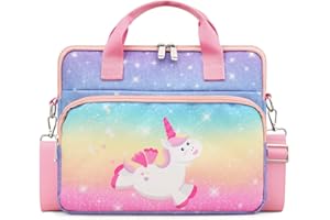 TiMOVO Housse de protection pour tablette pour enfants, filles, sac de transport pour tablette de 12,5 pouces avec bandoulière pour Fire, Kindle, iPad, licorne brillante