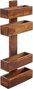 Porte-Revues Bois Acacia WOHNLING - Design Campagne, 2 Compartiments | Rangement Journal/Brochure