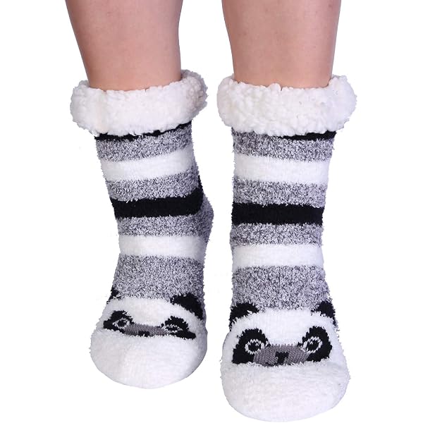 Chaussettes Chaudes Antidérapantes Femmes Hiver - Motifs Animaux, Doublure Polaire, Tailles 35-38 Et 39-42 - 2