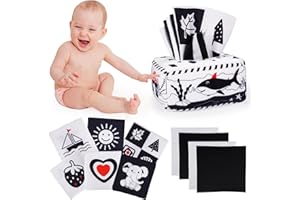 HappyKidsClub Juegos Bebé 0-12 Meses, Caja de Pañuelos Juegos Montessori 0-12 Meses Sensoriales Juegos para Bebés Juegos para Bebés 0-3 Meses