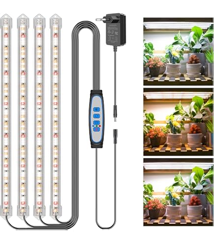 LED Pflanzenlampe Vollspektrum, 4 Stück – Mit Zeitschaltuhr (3/9/12h), 540 LEDs, Für Zimmerpflanzen