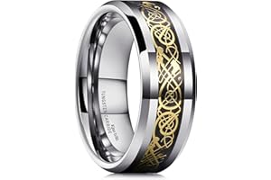 King Will Dragon 8mm/6mm Red/Blue/Green/Orange/Purple/Silver/Black/Azure/Mazarine Celtic Dragon Tungsten Carbide Mens Wedding Band Ring Comfort Fit