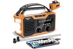 SENTASI Radio A Manovella Di Emergenza 27000 Mah, RadioSolare Fm/Am,RadioDinamo Solare Con Allarme Sos E Lampada, RadioManovella Può Caricare Un Telefono Cellulare E Riprodurre Tramite Bluetooth (Arancione)