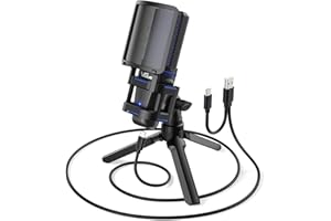 VeGue USB Gaming Microphone, Computer Condenser PC Mic with Gain Control&Headphone Output for Twitch Streaming, Podcasting, Chatting, Recording Compatible with MAC Laptop or Windows Desktop, VM30