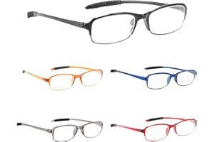 NRDIK PROFLEX LIGHTWEIGHT lunettes de lecture (pack de 5) antichoc, anti-rayures, souple, flexible, antidérapant, unisexe (femmes + hommes), force +1,0, +1,5, +2,0, +2,5, +3,0, +3,5, +4,0