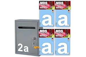 ‎MDS BRAND MDS Brand Design 10cm Buchstaben Aufkleber | Selbstklebende Klebezahlen für Briefkasten, Mülltonne, Hausnummer Aufkleber für Außen & Innen Weiss (4x-a)