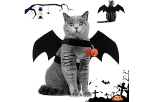 TFSZE Zwierzęta domowe skrzydła nietoperza, pies zwierzę domowe Halloween kostium z 2 dzwonkami dyni, regulowany ok. 6 cm kostium na Halloween, uroczy kostium na Halloween, na imprezę, rozmiar M
