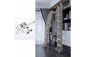 MNBVH Retractable Library Rolling Ladder Hardware Kit - Sliding Library Ladder Black Track Kit,Stand Up Tensible Rolling Hardware, Floor Wheels With Brakes, Glides Qui(Size:400cm(13.1 ft) track kit,Color:A)