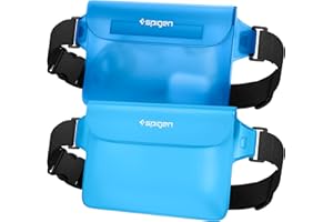Spigen [2 Pack] Aqua Shield Waterproof Dry Bag, [Quad Seal Tech] [Non-Toxic TPU Material] IPX8 Waterproof Bags with Adjustable Waist Strap - Sea Blue