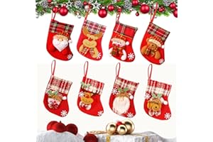 Taozoey Calcetín de Navidad, 8 Pcs Mini Medias de Navidad, Medias Navideñas Pequeñas, Calcetines del Árbol de Navidad, Medias de Navidad Bolsa de Regalo, Mini Calcetín Navideño Adorno para Árbol