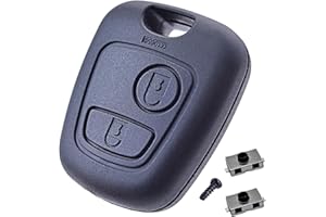 ANGOFIZ Coque Clé Télécommande 2 Boutons sans Lame Compatible avec Peugeot 106 107 206 206CC 206 Break SW 207 306 + 2 Boutons Poussoir Switch
