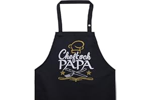 EXPRESS-STICKEREI CHEFKOCH fartuch kucharski z nowoczesnym designem fartuch do grillowania dla mężczyzn/ojca regulowany fartuch z kieszenią - Chef gotuje fartuch kuchenny męski tata/babci/mężczyzna