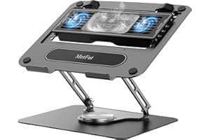 MetFut Laptop Cooling Pad with Detachable Thermoelectric Cooler, Adjustable Height & Angle, 360 Rotation Base, Carbon Steel Framework, Ultra-quiet & Super Sturdy for up to 15.6” Laptop (Black)