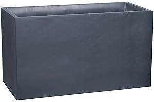 EDA - Muret Volcania 116 L - Décor Imitation Pierre - Double Paroi - Zone de Rétention d'eau - 99,5 x 39,5 x 60 cm - Gris Anthracite