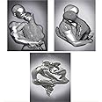 ZMURED 3D Wall Art Decor Artwork Figure Statue Modern Art Canvas Painting,Large Wall Art for Bathroom Bedroom Decoration (3PC Hug Kiss)