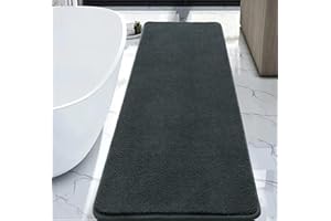 Rururug Extra Large Bath Mat Microfiber Bath Mats for Bathroom Ultra Soft Absorbent Bathroom Rugs Non-slip Anti Mould Bathroom Mat, Machine Washable (Grey, 50 x 120 cm)