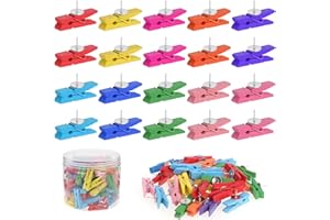 Coptiner 100 Pezzi Clip in Legno Puntine, Mollette in Legno con Spille, Di Legno Mollette Perni, di Lavanderia Clip Pioli per bachece, biglietti, appunti, Foto