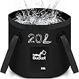 Collapsible Bucket, 20L Folding Bucket Waterproof for Fetching Water, Washing Dishes While Camping Fishing, LIBERRWAY Foldable Bucket for Party, Garden, Indoor/Outdoor Folding Bowl-Black