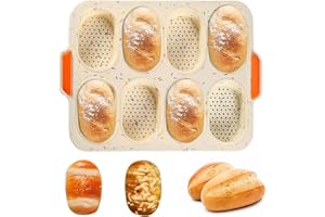 Aghoer Teglia da Forno Antiaderente per 8 Panini, per Cuocere Francesi e Breadstick