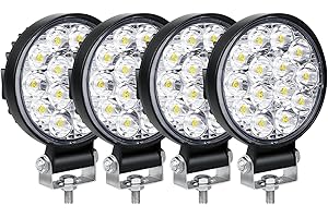 Willpower 4pcs 3.2 Inch 42W Mini Ultra Thin LED Work Light Spot Beam LED Pods Driving Lights 12V 24V Offroad Fog Lamps for Truck Tractor Boat 4x4 Car SUV ATV Excavator