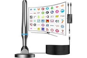 QGCLEARSO Antena TV Interior,2025 Antena HD Potente con Amplificador Ajustable recepción 360° Base Magnética Resistente para,Cobertura de la señal de TV en Abierto de 450km,Compatible con 4K 1080P DVB-T/DVB-T2