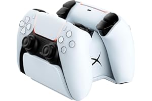 HyperX ChargePlay Duo, Stazione di ricarica simultanea per 2 controller Playstation 5 DualSense senza filo, Base appesantita e stabile, Spina alimentazione inglese (UK), Playstation 5, Bianco
