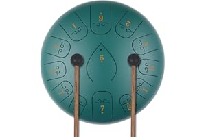 KUDOUT stalowy bęben językowy, 30 cm, 13 nut, klucz C, ręczny bęben, zestaw instrumentów perkusyjnych z torbą do przenoszenia, 2 młotkami bębnowymi, 6 rękawami na palce do uzdrawiania dźwiękiem,