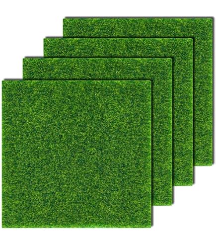 Lot De 8 Tapis De Gazon Artificiel 15x15 Cm – Mousse Modulable Pour Diorama, Maison De Poupée, Balcon Miniature – Décoration Paysagère
