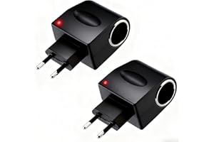 LUMITREX 2 Stück 220V auf 12V Adapter Zigarettenanzünder Steckdose, AC auf DC Spannungswandler mit EU-Stecker, Spannung Wandler Konverter, Adapter Auto auf Steckdose