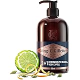 King C. Gillette DETERGENTE VISO UOMO 3 In 1, Sapone BARBA, VISO e CAPELLI, Pulizia e Freschezza, Profumazione King C., CURA 