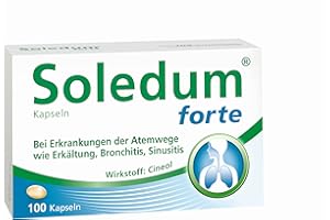 ‎SOLEDUM Soledum Kapseln forte | Erkältungskapseln mit Cineol bei Entzündungen der Atemwege wie Bronchitis (100 Stück (1er Pack), 100, stück)