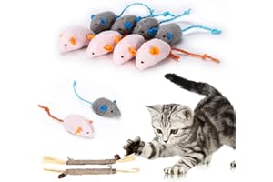 YZPKLHW 2 Stk Katzenminze Sticks für Katzen & 8 Maus Katzenspielzeug Mäuse, Matatabi Katzensticks, Katzenminzen Spielzeug, Plüsch katzenspielzeug Maus Kitten Spielzeug für Katze Zahnpflege Catnip Sticks