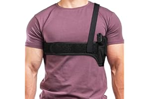 ZONSUSE Holster Epaule,Vertical Épaule Holster,Etui à Pistolet Dissimulé, Sangle Réglable avec Poches pour Magazines pour Pistolet Airsoft Police Entraînement Autodéfense Chasse