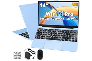 NOTODD PC Portatile Win11 Computer Portatile Notebook 14 Pollici 256GB SSD Expansion 1TB 5000mAh, Laptop con 5G WiFi CPU N4020 (fino a 2.8 GHz) BT4.2 Mouse Wireless & Membrana per tastiera italiana -Blu