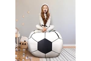 PICTURESQUE Polyester Stuffed Animal Storage Bean Bag Chair Kids Plush Toy Clothes Quilts Organizer, Football, 26"