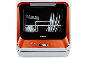 MEDION Mini Geschirrspüler DWT20 (Tischgeschirrspüler, Spülmaschine, 2 Maßgedecke, funktioniert mit/ohne Wasseranschluss, 6 Reinigungsprogramme, Babyflaschen, Startzeitvorwahl, freistehend) bronze