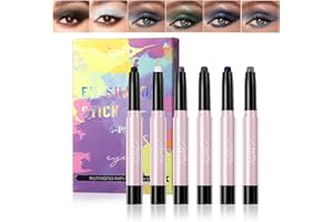 Joyeee Juego de lápiz de sombra de ojos 6 colores, Nacarado brillante modificación de ojos barra de sombra de ojos en crema, 