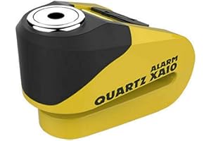 OXFORD ALARM DISC LOCK Oxford Motorcycle Disc Lock with Alarm Quartz XA10 Motorbike 10mm pin Motorbike Scooter Brake Disc Lock Anti Theft Bike Security - Yellow/Black