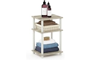 Furinno JUST Side Table, 3-Tier End Table, Open Shelves Night Stand, Bedside Table, Toolless Assembly, for Living Room, Bedroom, Sonoma Oak