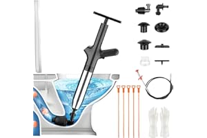 Frstem Toiletten Pömpel,8 Bar Abflussreiniger Pumpe mit 5 Rohrreinigungsspirale und 1 Krallengreifer,Abflussreiniger Spirale mit Handschuhe