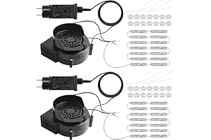 Kalolary 2.5A Soplador Inflable, Soplador de Aire de 12 V con Cadena de Luces LED, Navidad de Halloween Ventilador de Repuesto para Decoraciones (2P-2.5A /14 Blanco 3 Leds)
