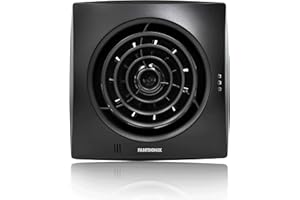Fantronix Environment 100 mm Ventilador Extractor con Válvula Antirretorno para Baño Cocina Ducha Aseo Ventilación Super Silencioso Solo 25 dBA Impresionante Caudal de Aire - 97 m3/h (27 l/s) - Negro