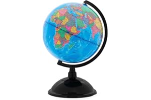 Starplast Globo Terráqueo - 5 tamaños, Mapamundi, Educativo, Globo Girable, Decoración de Escritorio, Geografía, Español - 20 cm Diámetro