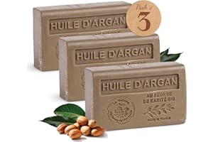 LA MAISON DU SAVON DE MARSEILLE Savon Solide parfum huile d'Argan – Enrichi en Beurre de Karité Bio – Savon Parfumé - 100% Végétale – Fabriqué en Provence – Main & Corps Hydratant – 3x125g